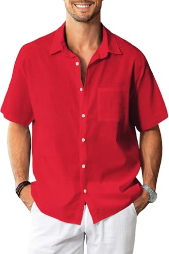 UBB CLOTHING ARTICLE #6813 Casual Cotton Mens Short Sleeve Button Down Shirts