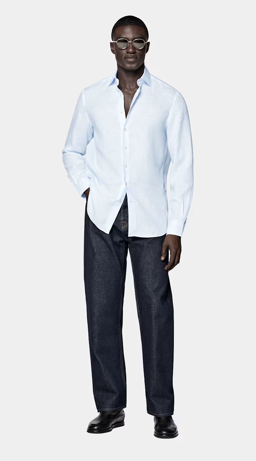 UBB CLOTHING ARTICLE #6816 Light Blue Linen Shirt