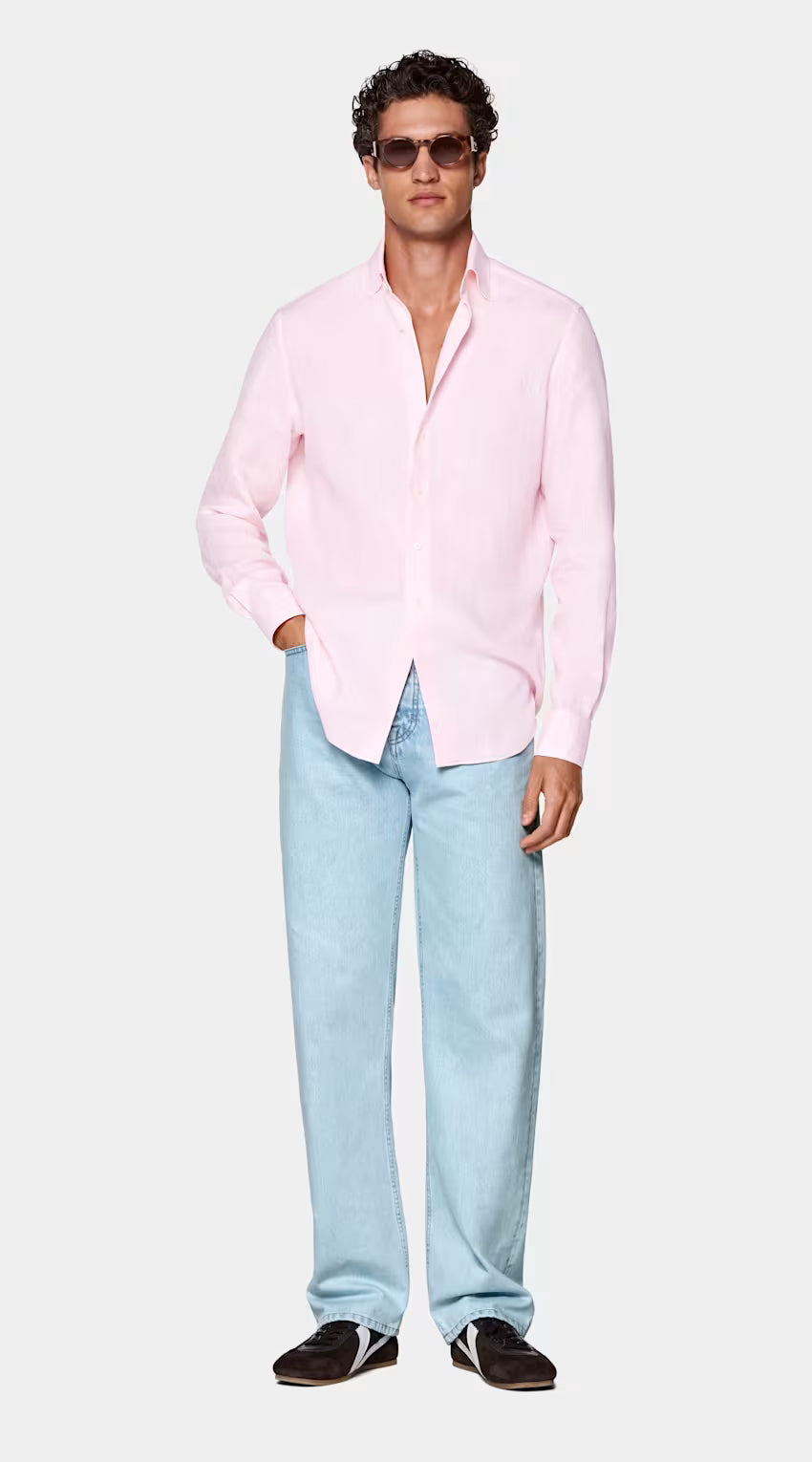 UBB CLOTHING ARTICLE #6815 Pink Linen Shirt